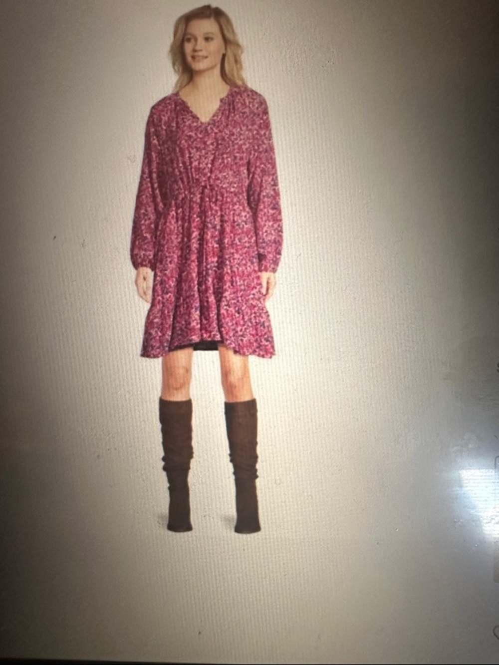 NWT Floral Long Sleeve Dress in Magenta Floral, size Large